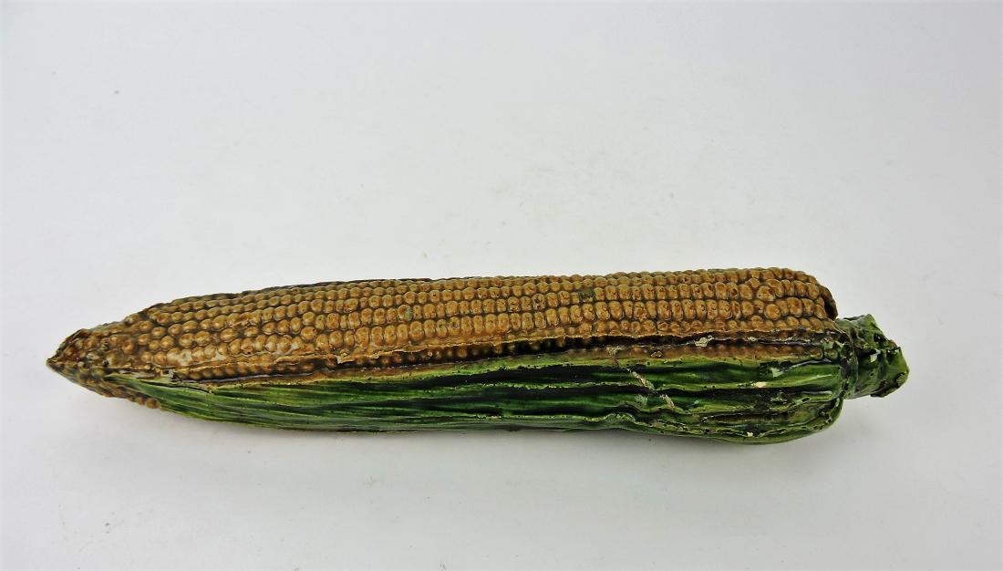 Majolica ear of corn money bank,: 11"