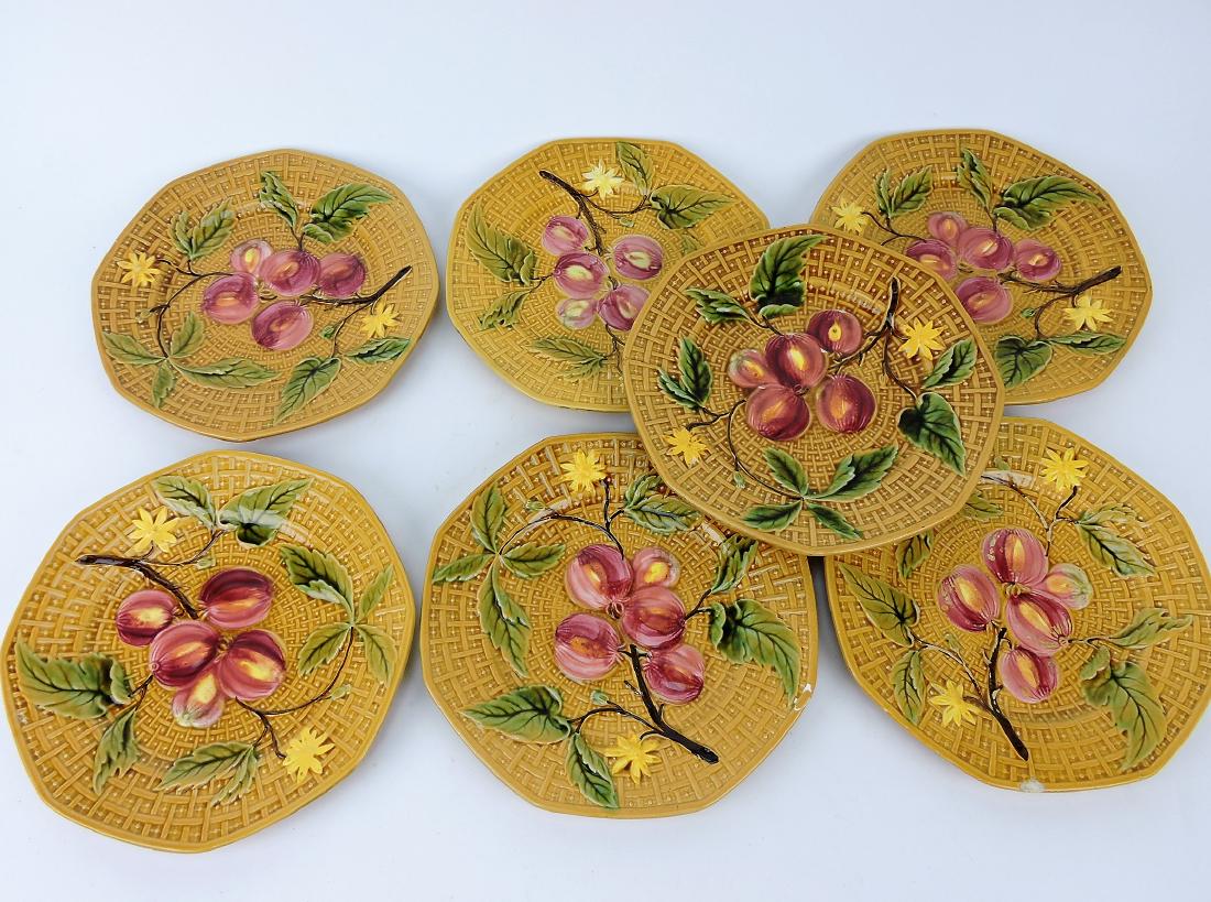 German Majolica set of 7 fruit plates, (1 of 1)