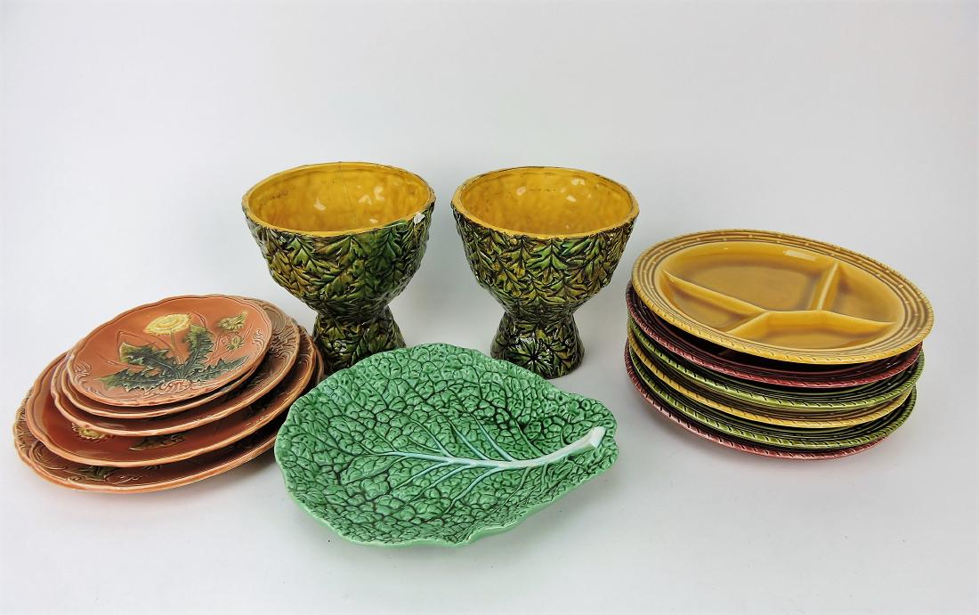 Majolica lot of 14 assorted pieces, (1 of 1)