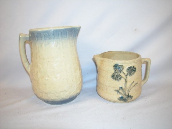 Blue and white stoneware salt glaze rose and trel