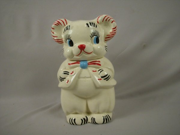 American Bisque Turnabout Bear cookie jar, nice p: American Bisque Turnabout Bear cookie jar, nice paint
