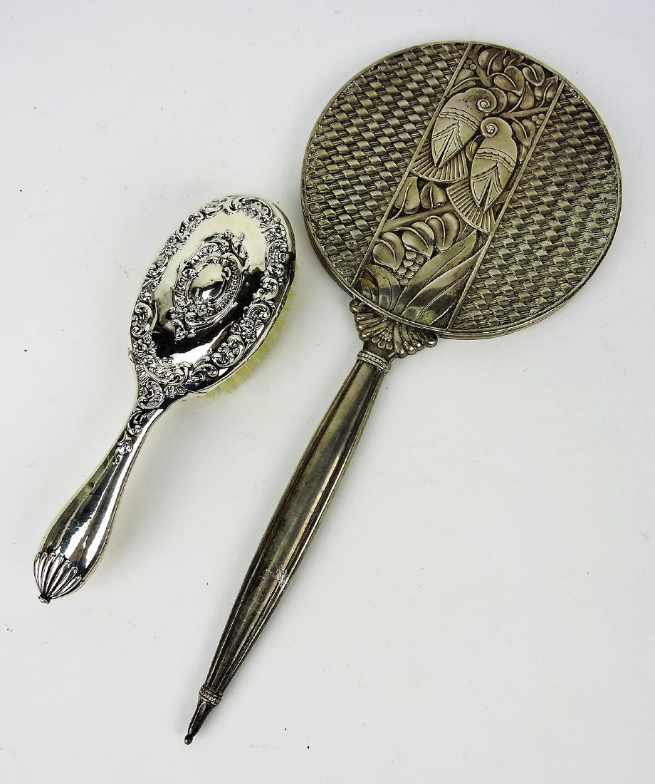 Art Deco silver plate hand mirror and (1 of 1)