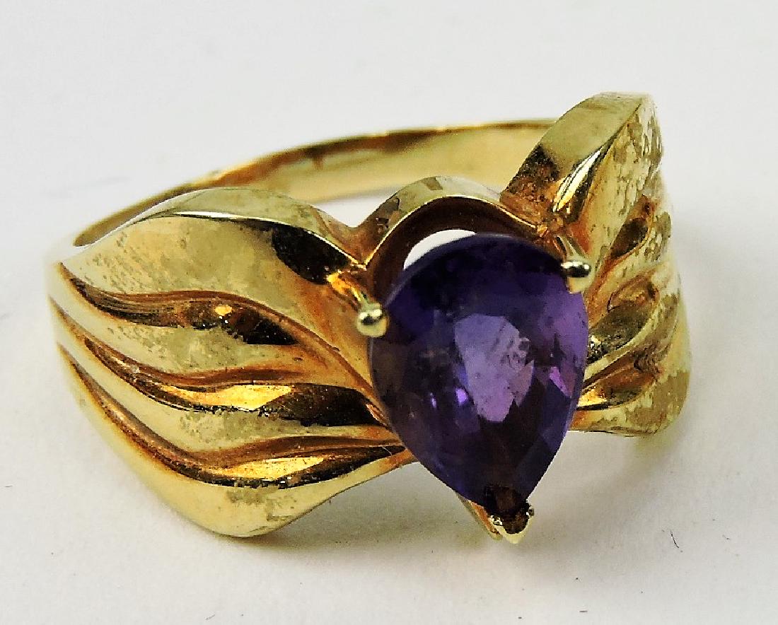 Lady's 14kt pear shape amethyst ring, (1 of 1)