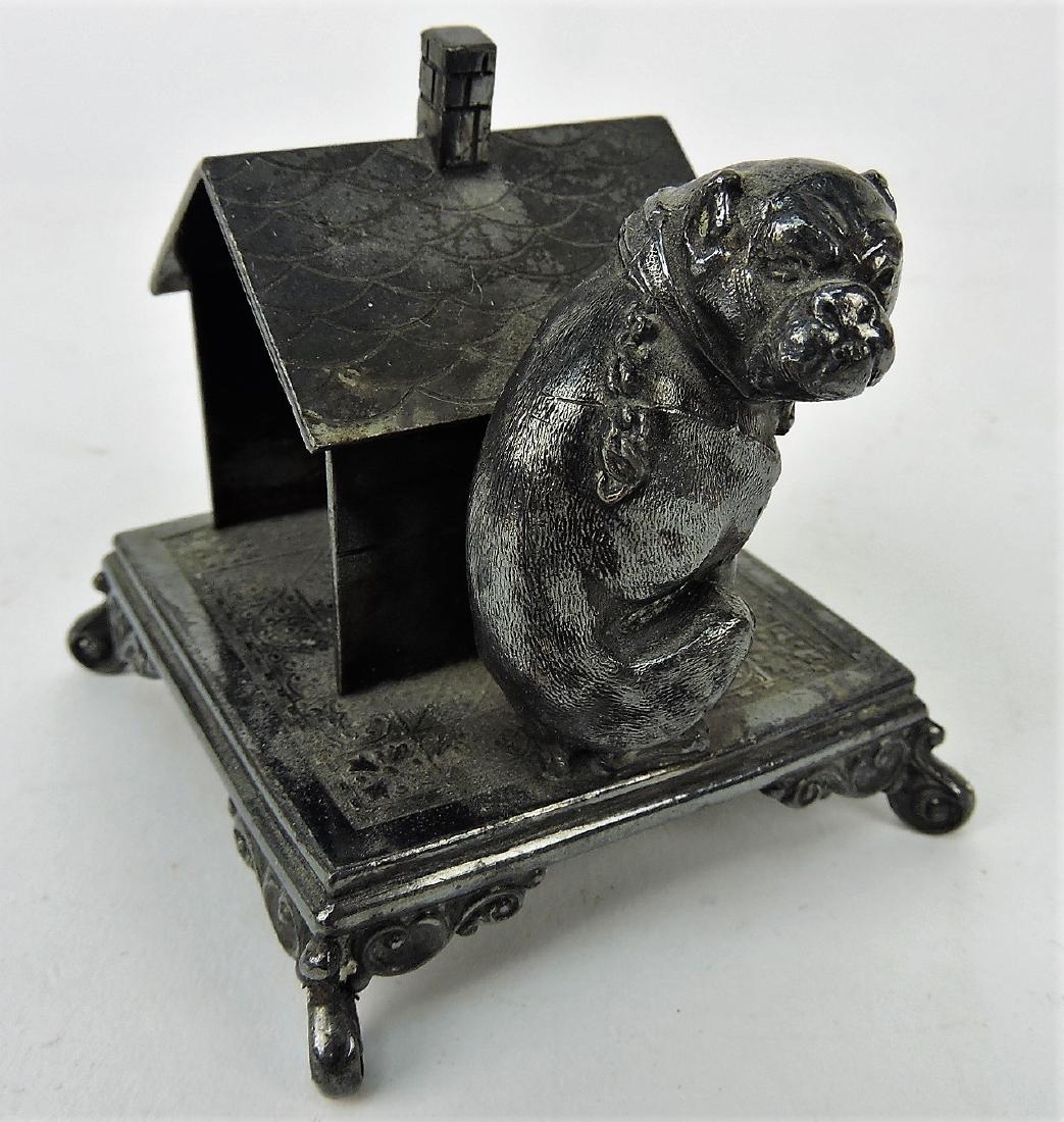 Simpson Hall Miller dog and doghouse: figural napkin ring, 2 3/4"