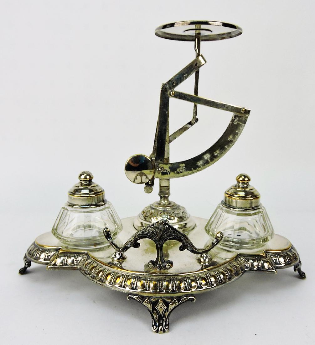 English silver over brass desk stand (1 of 1)
