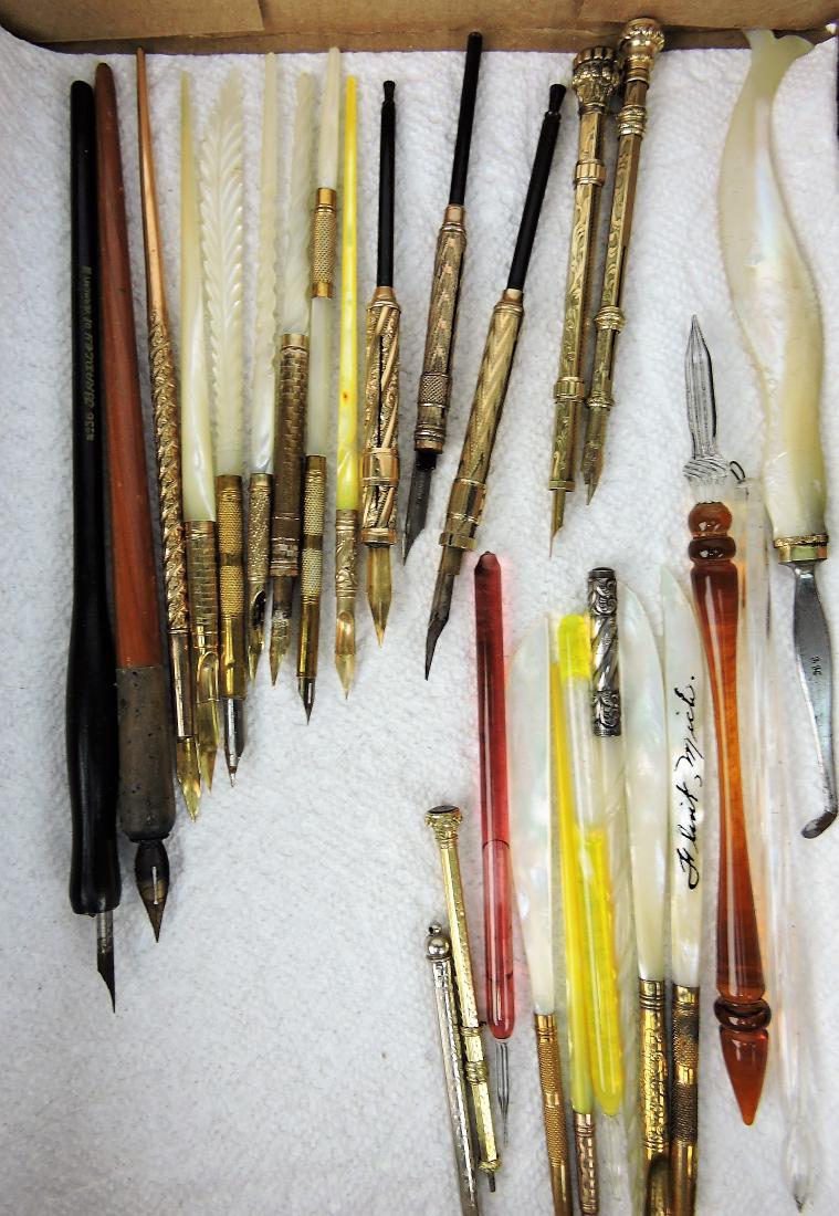 Lot of 26 writing pens with gold filled, (1 of 1)
