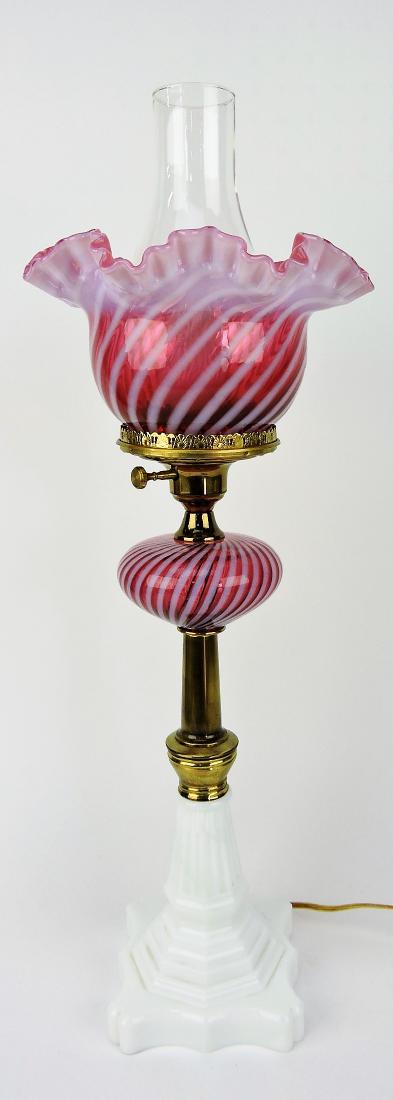 Fenton peg lamp with milk glass (1 of 1)
