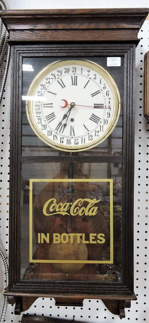 Oak Coca Cola wall regulator clock, (1 of 1)