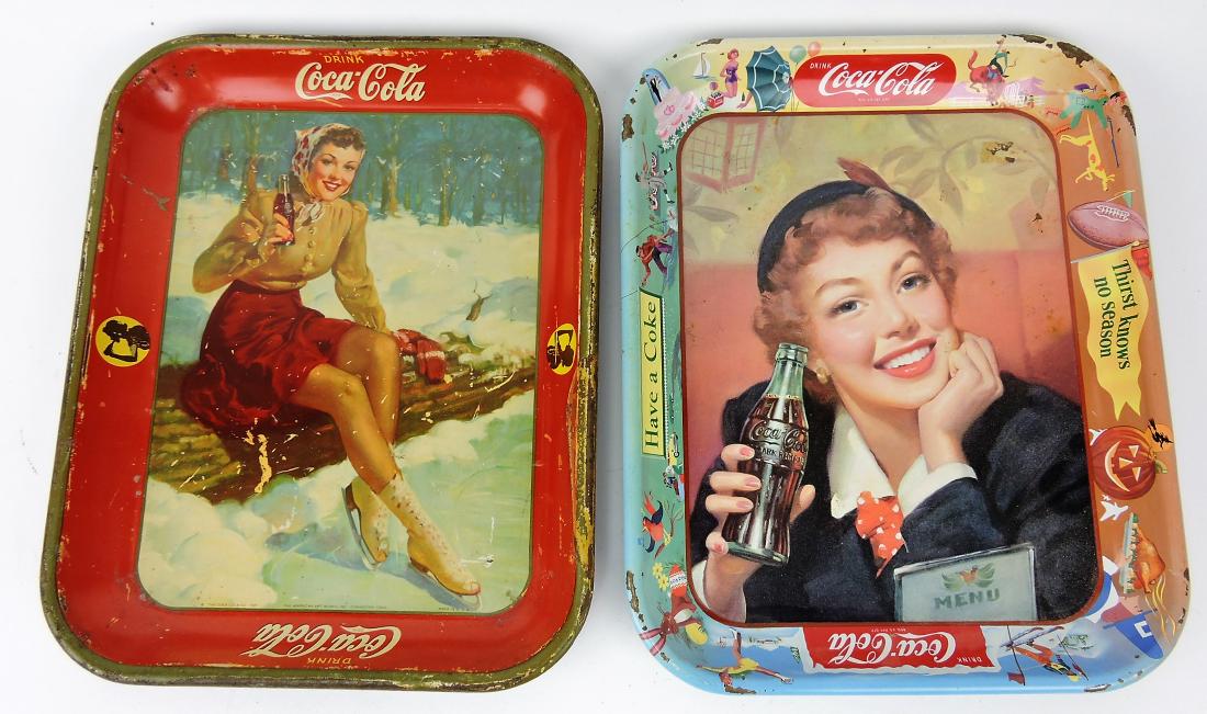 Coca Cola lot of 2 vintage trays, (1 of 1)