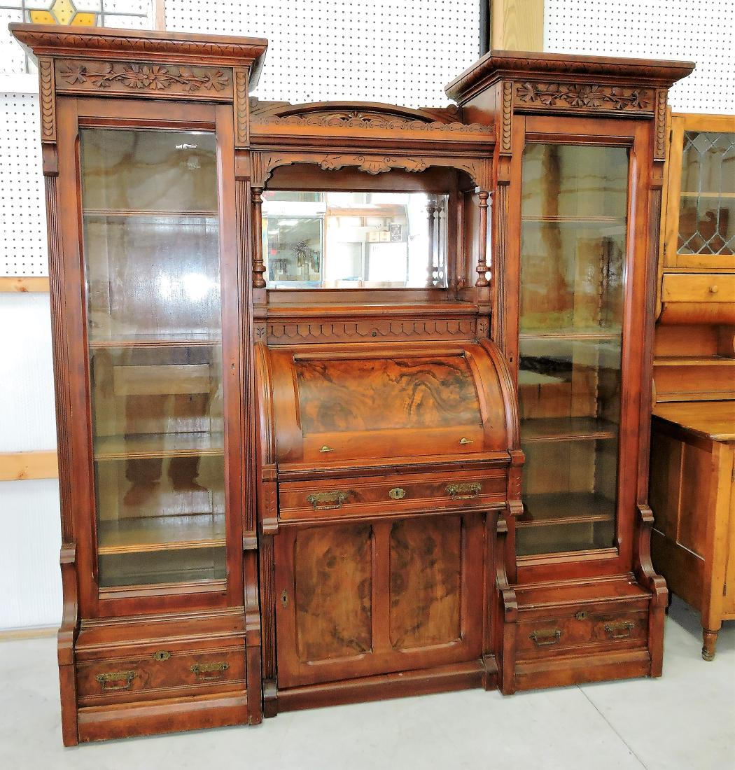Rare walnut Victorian double bookcase (1 of 4)