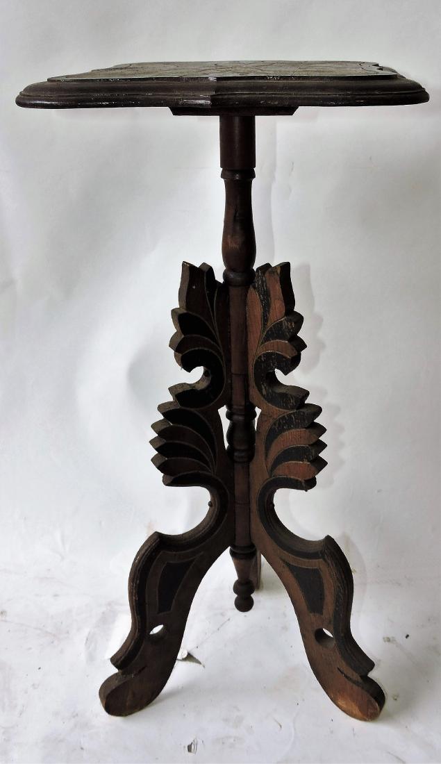 Walnut candle stand with black accents, (1 of 3)