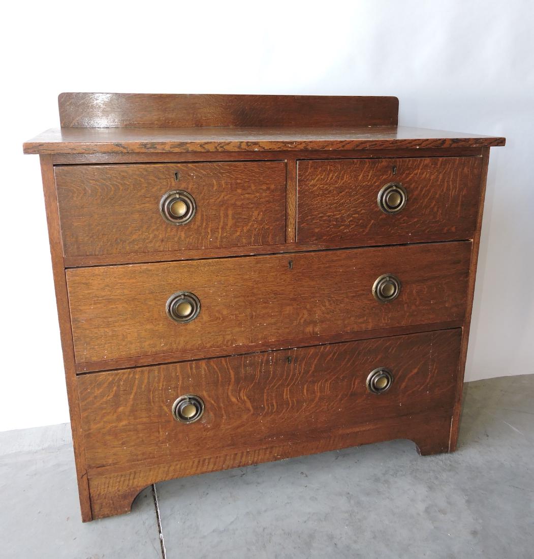 Oak four drawer chest, 33"h, 39"w (1 of 1)