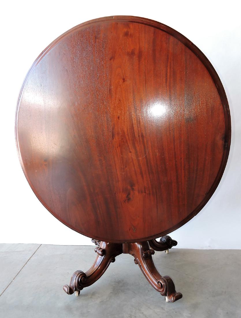Round Victorian walnut tilt top dining (1 of 6)
