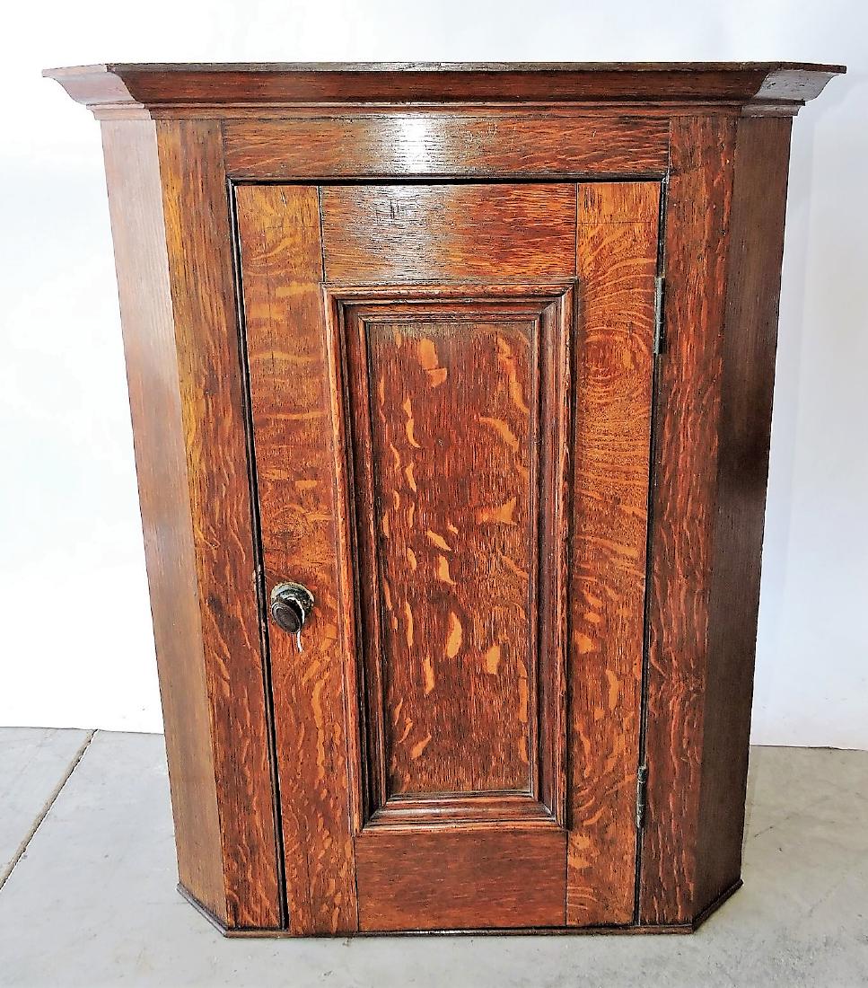 Oak wall hanging corner cabinet, (1 of 2)