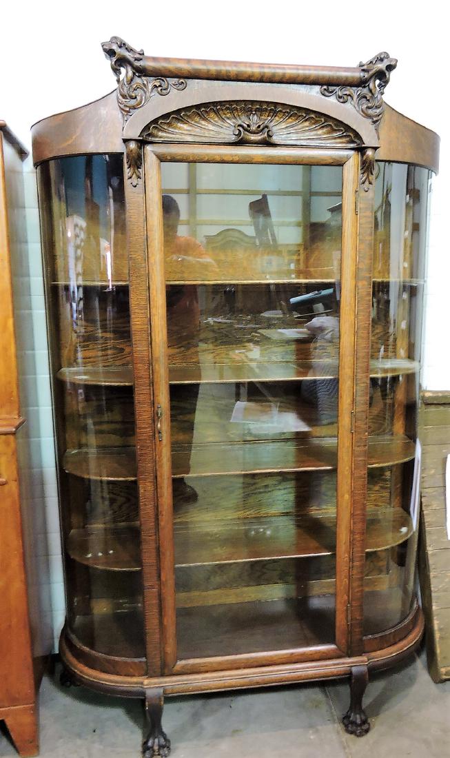 Oak curved glass china with