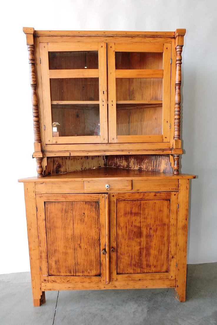 Early pine two piece corner cabinet (1 of 2)