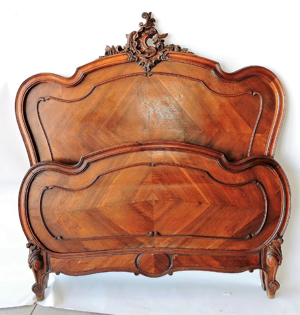 French carved bed with rails (1 of 2)