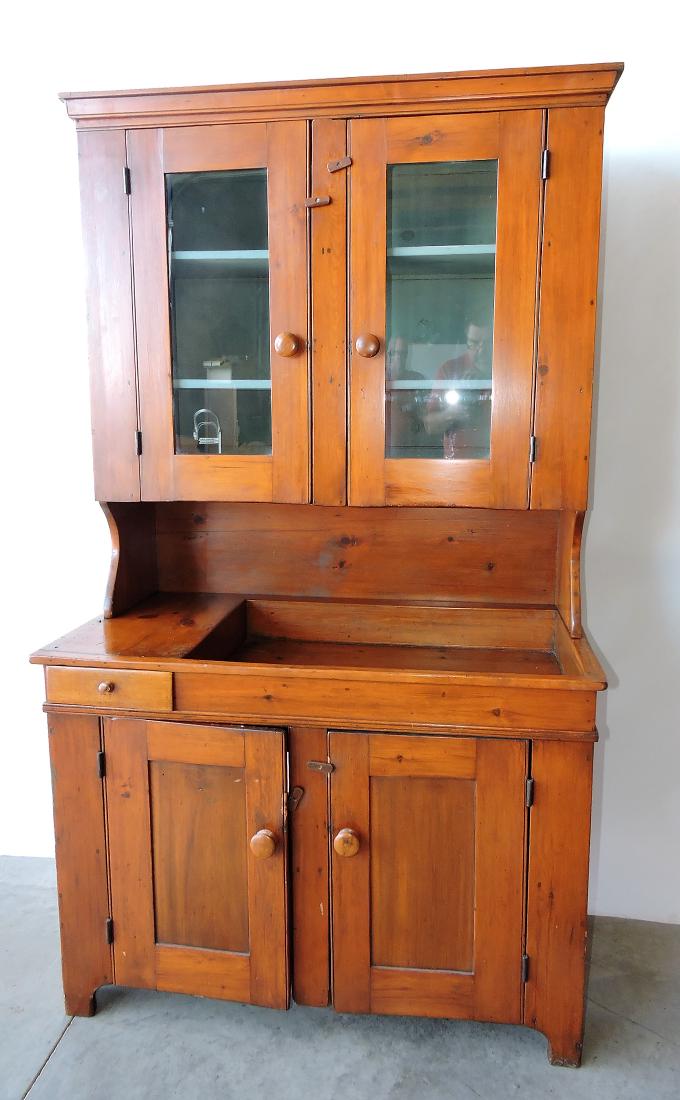 Cherry two piece dry sink cupboard, (1 of 3)