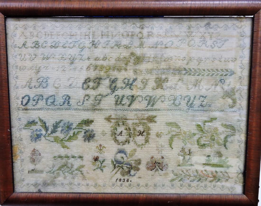Antique sampler 1836, squirrel, (1 of 1)