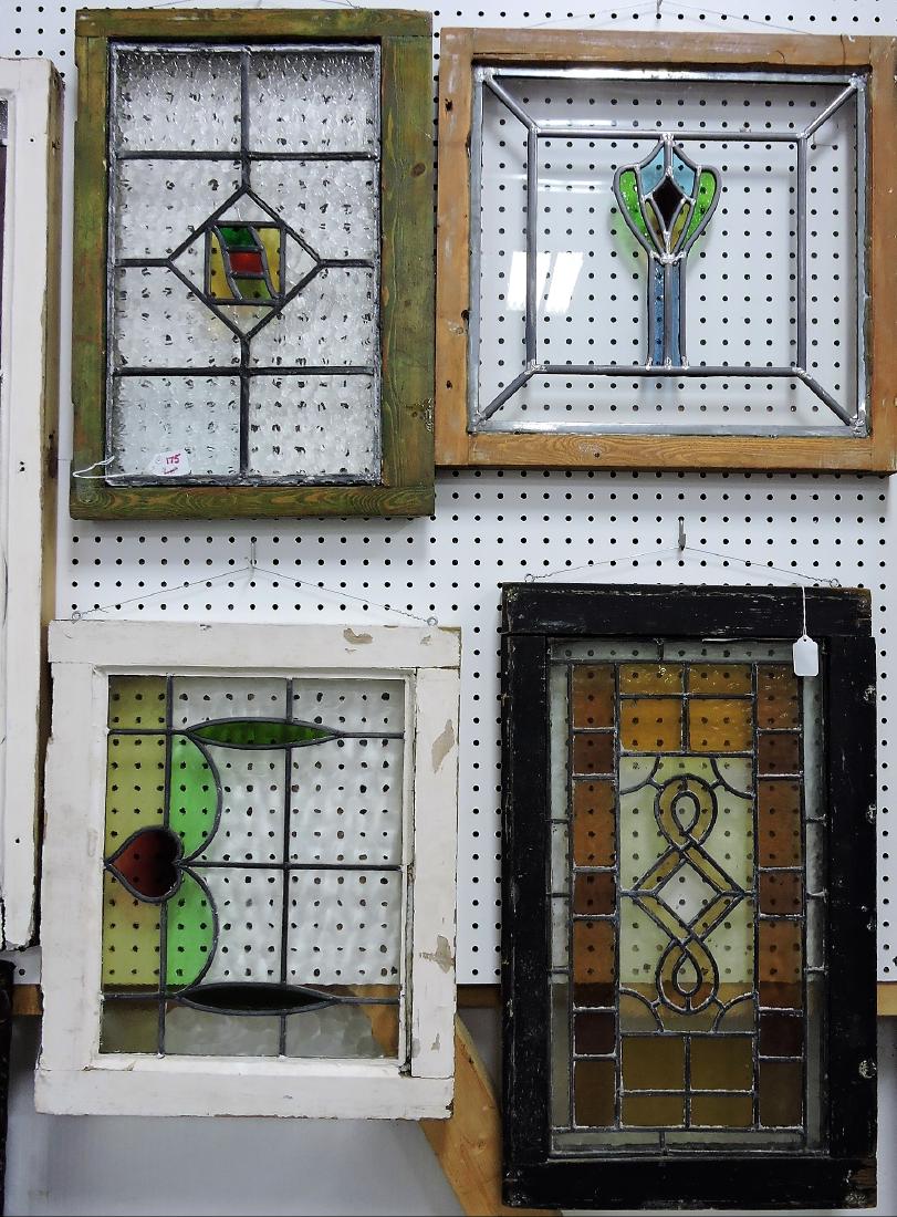 Lot of 4 stained leaded glass windows, (1 of 1)