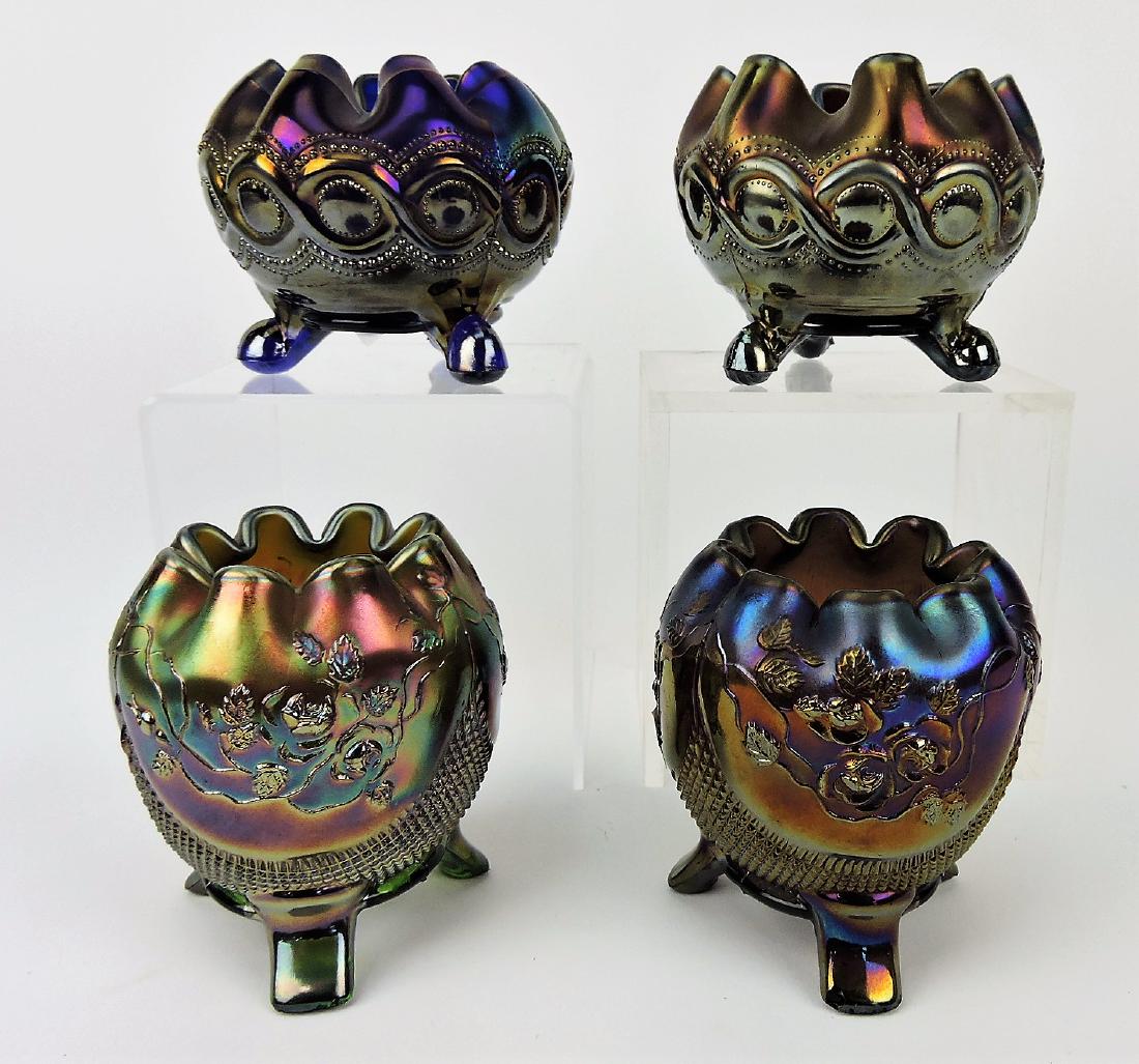 Carnival glass lot of 4 rose bowls; (1 of 1)