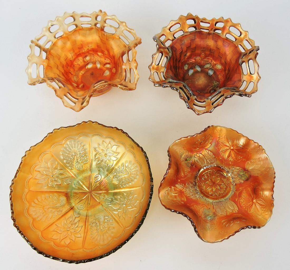 Carnival glass lot of 4 pieces; 2 - Fenton (1 of 1)