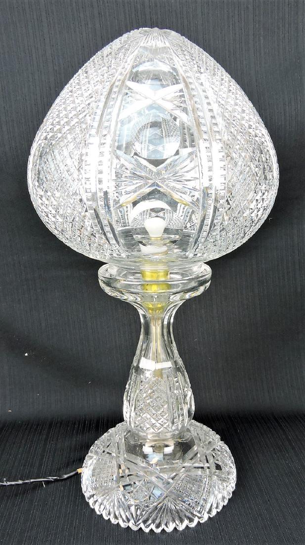 Cut glass lamp with dome shade, (1 of 1)