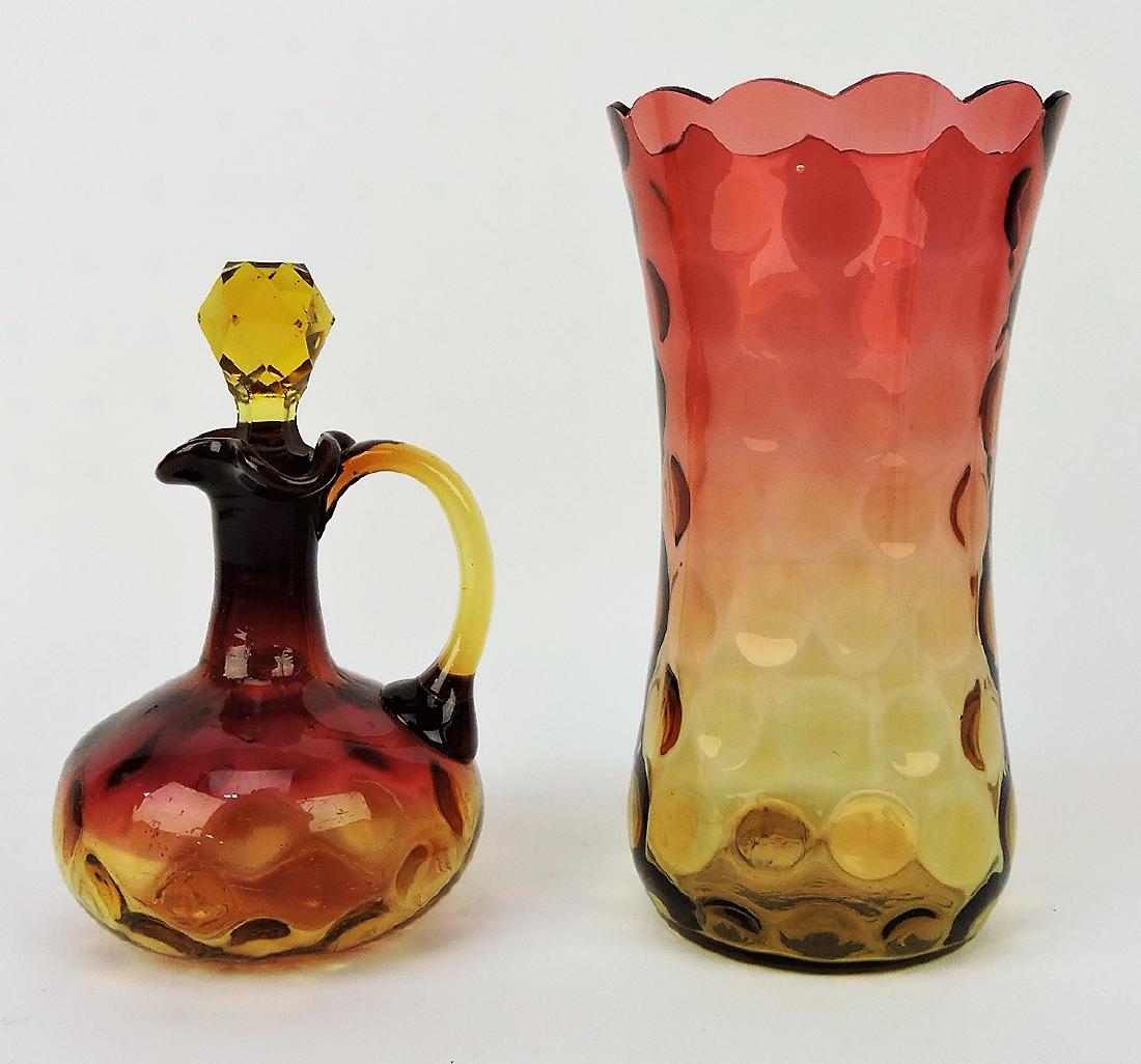 Amberina coin spot cruet and 7" (1 of 1)