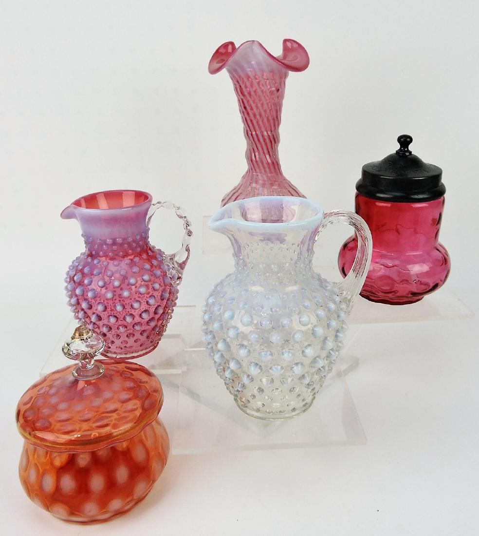 Art glass lot of 5 pieces; cranberry (1 of 1)