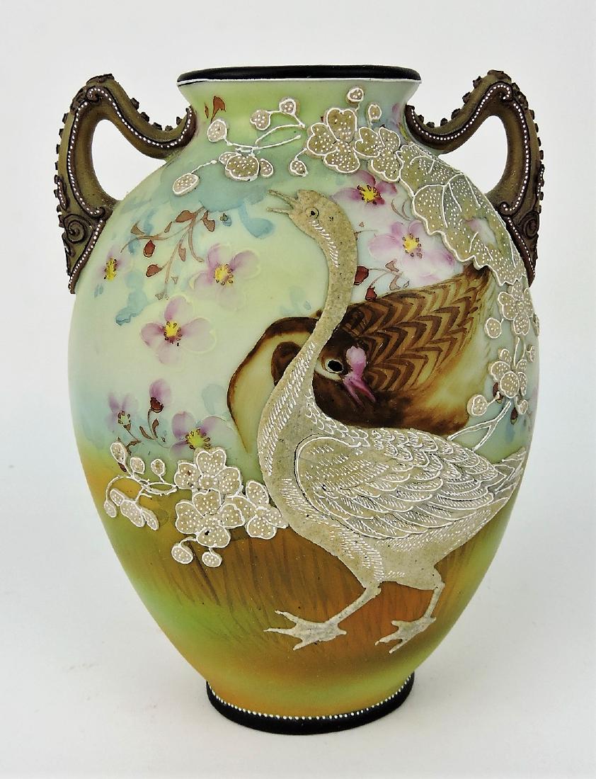 Nippon Moriage vase with geese, (1 of 1)