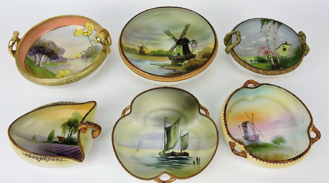 Nippon lot of 6 scenic bowls and: servers