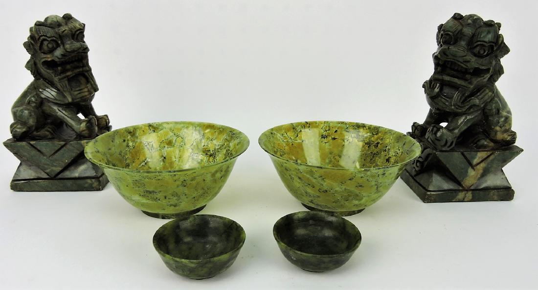 Jade lot of 2 bowls (5"), 2 nut cups, (1 of 1)