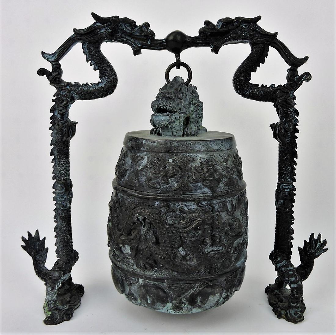 Oriental bronze bell in frame with (1 of 1)