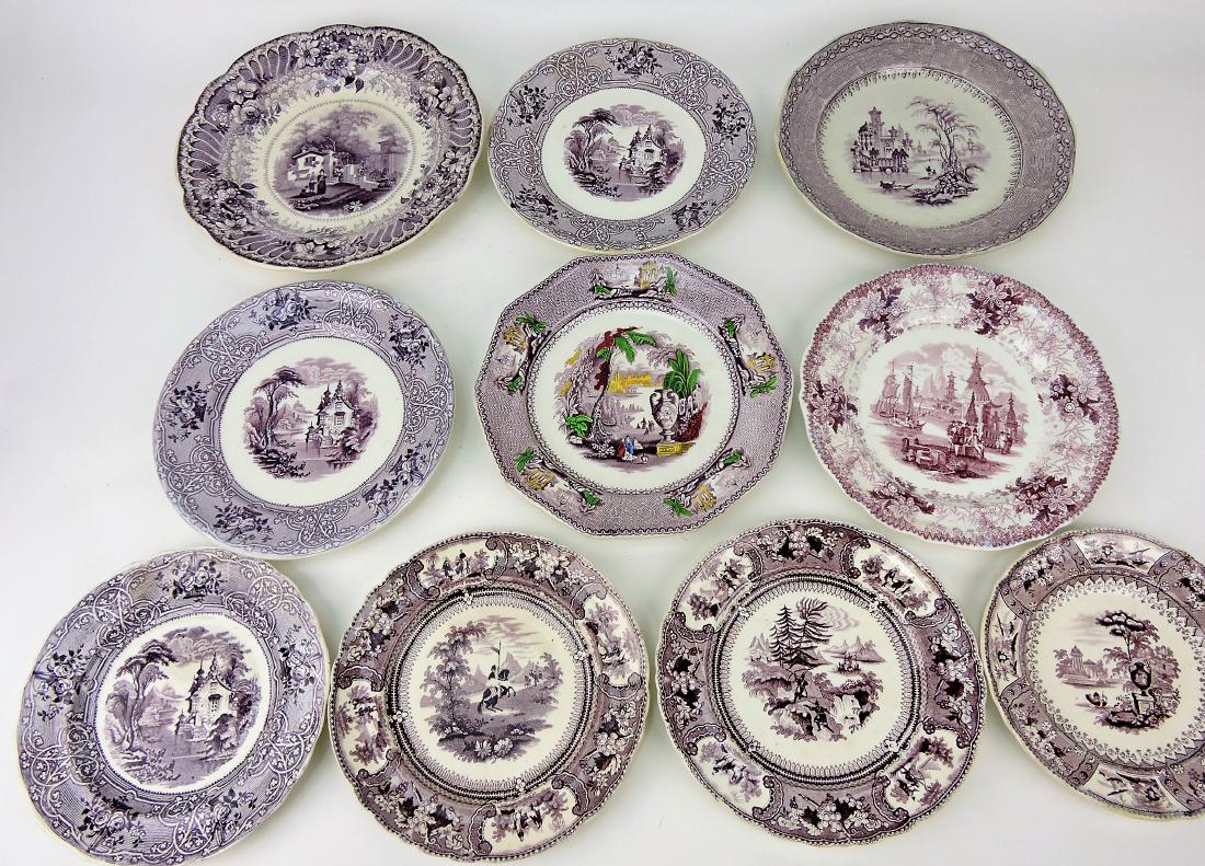 Mulberry transferware lot of 10 plates (1 of 1)