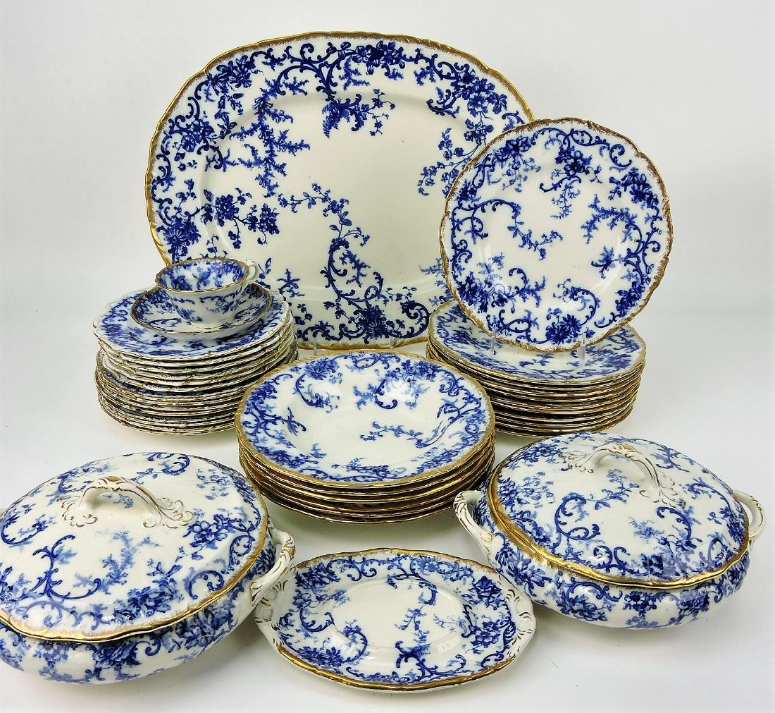 Caulden York 37 piece set of flow blue; (1 of 2)
