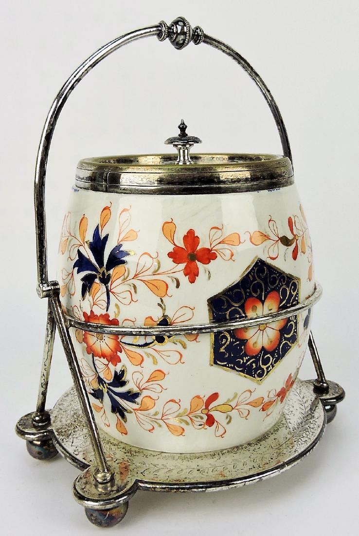 Gaudy porcelain biscuit jar in silver (1 of 1)