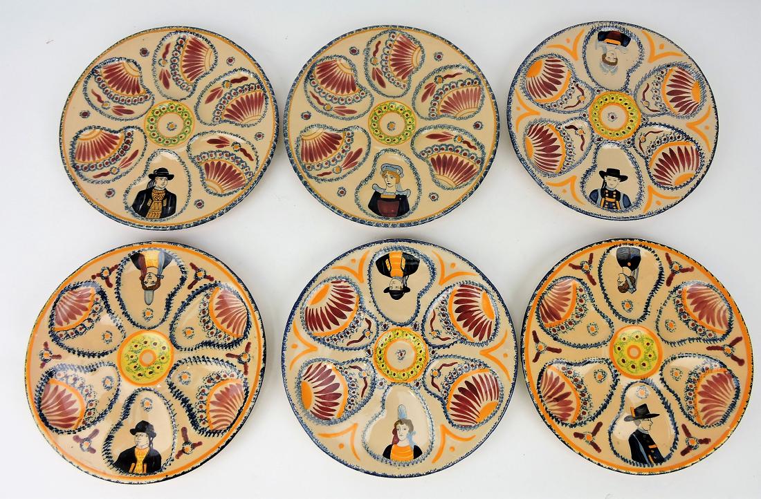 Quimper set of 6 - 9" oyster plates (1 of 1)