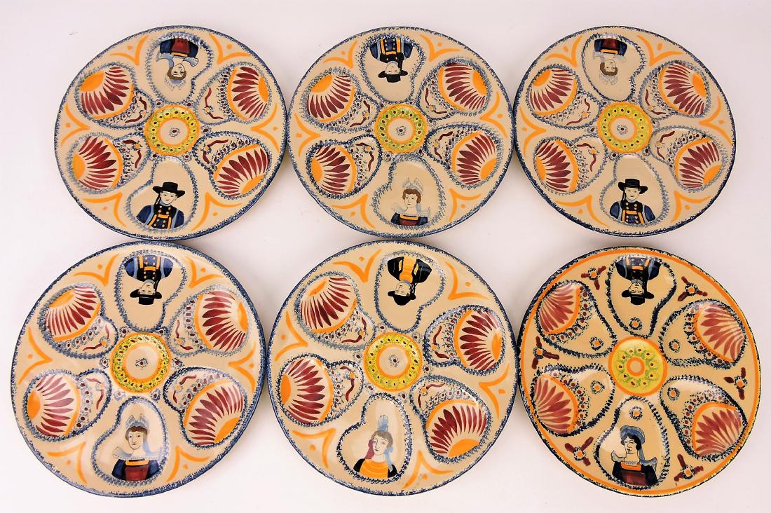 Quimper set of 6 - 9" oyster plates (1 of 1)