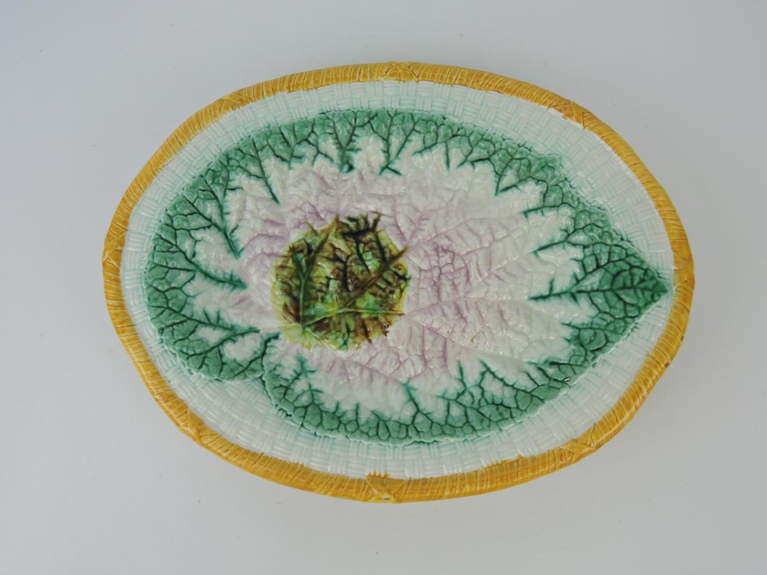 Majolica begonia leaf on basket (1 of 1)