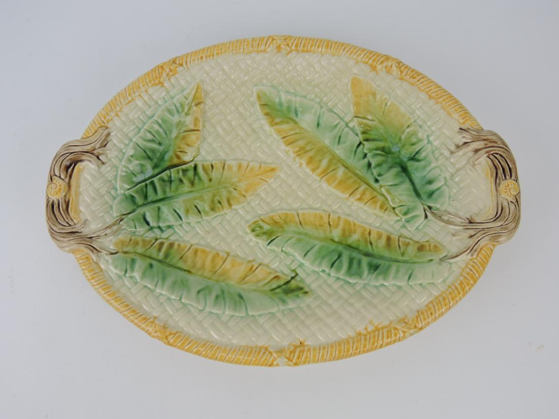 Majolica banana leaf and basket platter, (1 of 1)