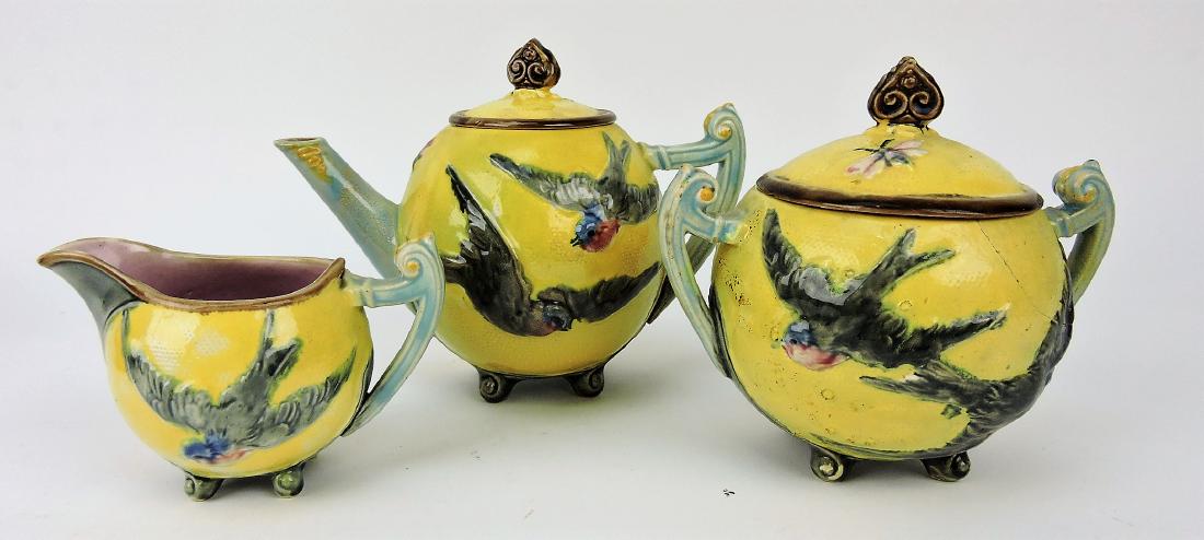 Majolica yellow bird in flight 3 pc (1 of 1)