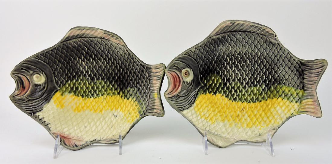 Majolica pair of 9" fish plates (1 of 1)