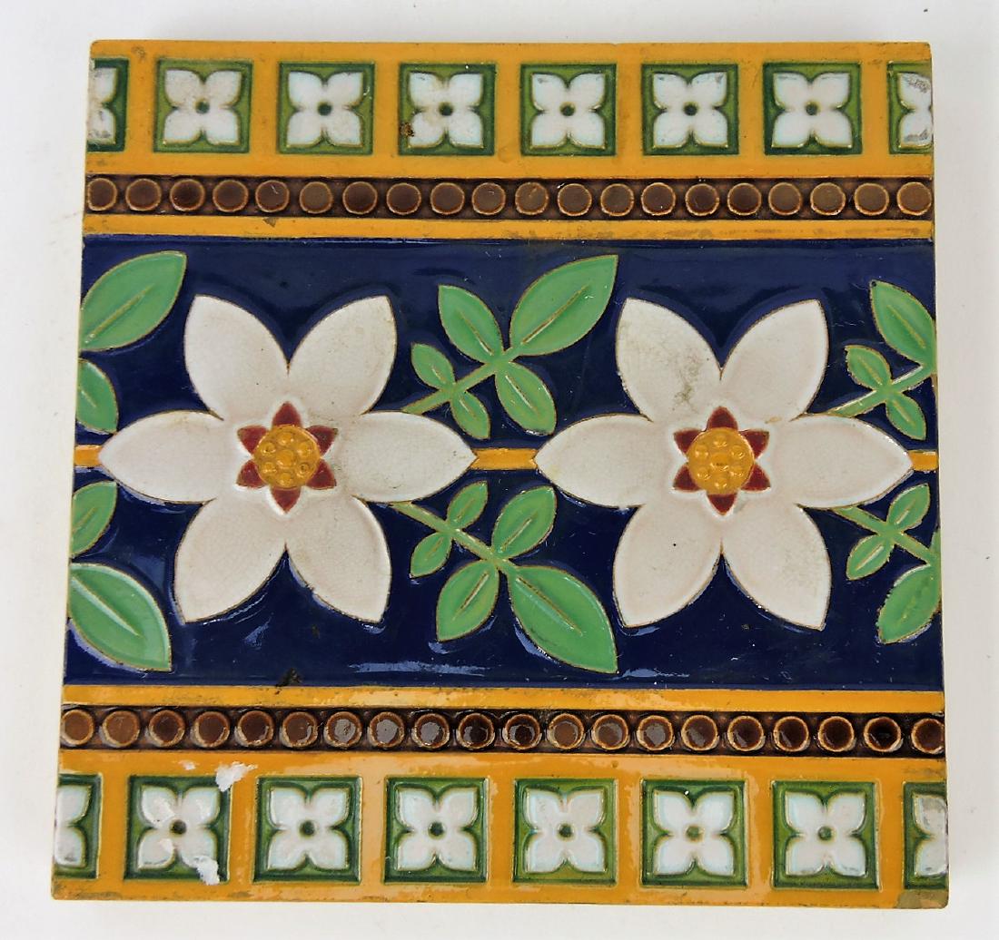 Minton majolica 6" floral tile (1 of 1)