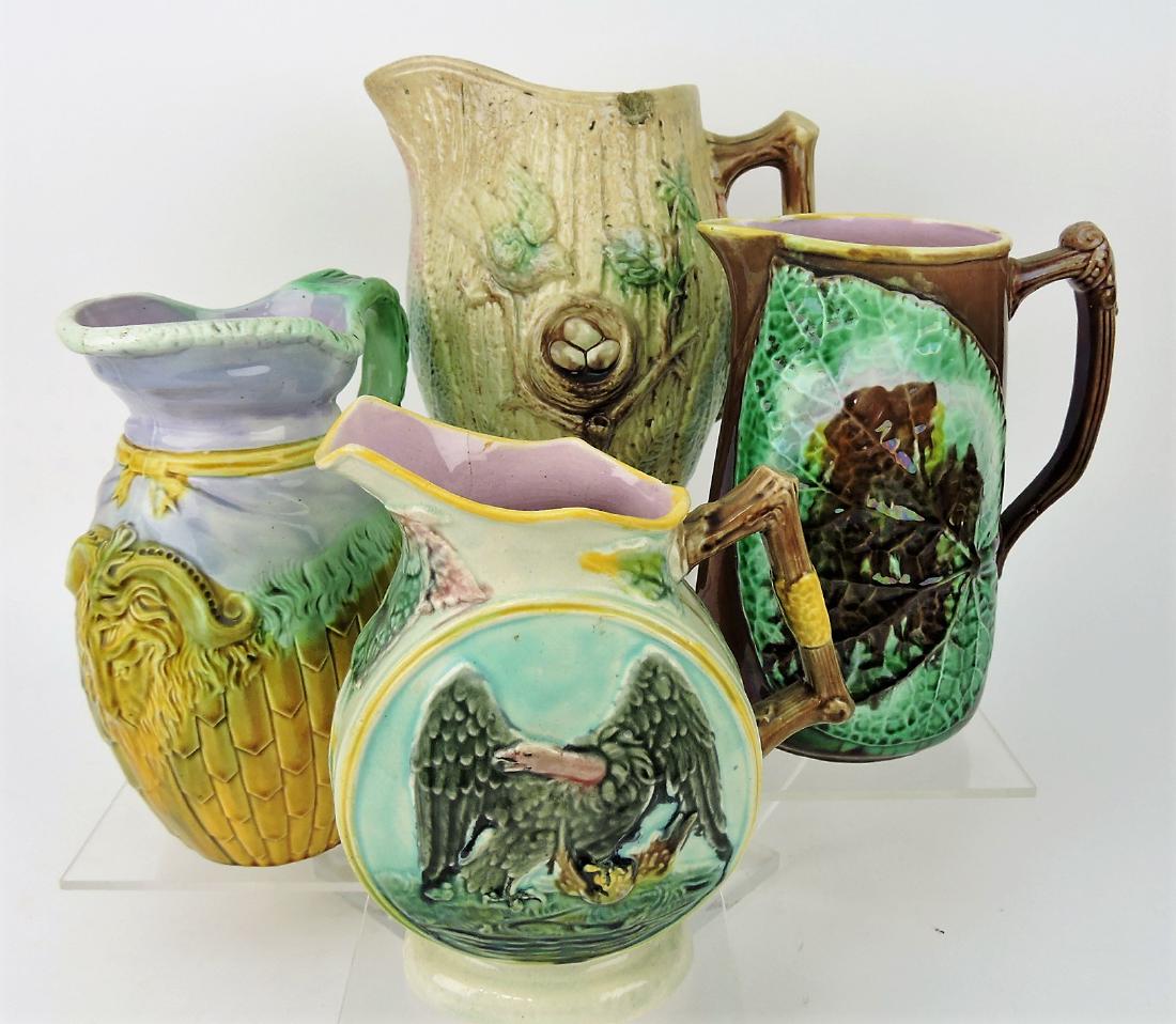 Majolica lot of 4 pitchers, 7 1/2" to (1 of 1)