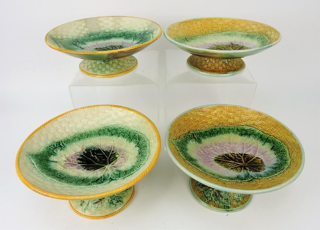 Majolica lot of 4 begonia leaf (1 of 1)