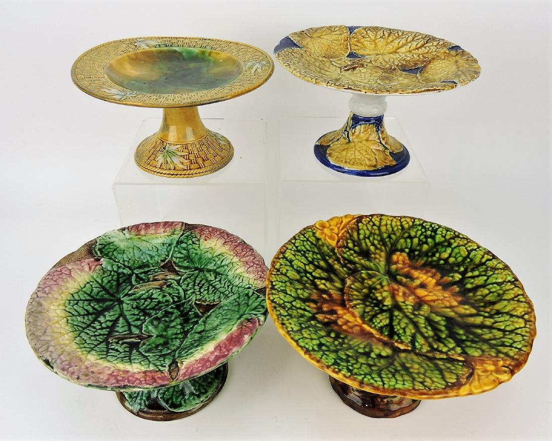Majolica lot of 4 compotes, various: condition