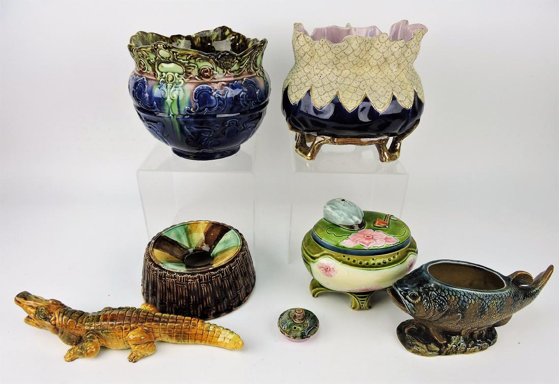 Majolica lot of 7 assorted items, (1 of 1)
