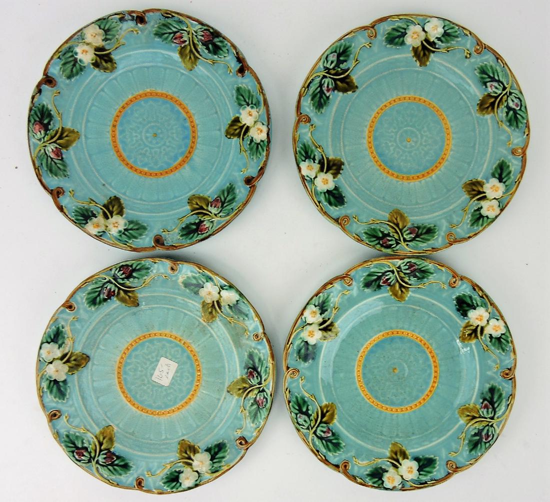Sarreguemines majolica set of 4 - 8": strawberry plates