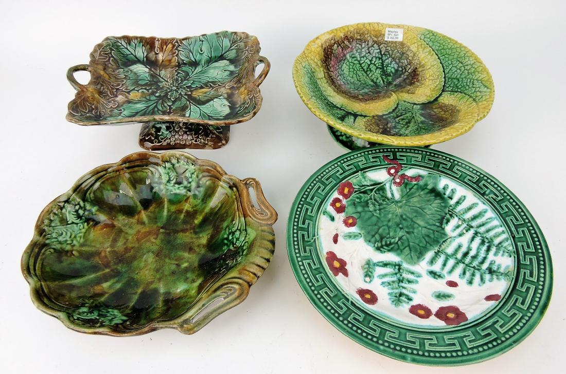 Majolica lot of 4 compotes/bowls,: various condition