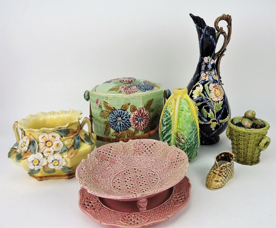 Majolica lot of 7 assorted items, (1 of 1)